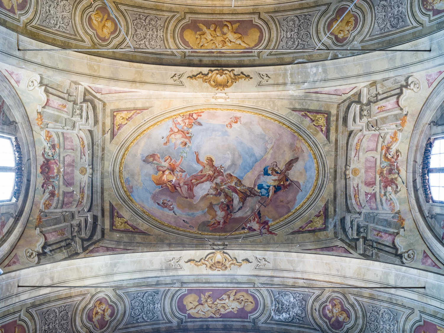  118-Santa Afra San Paterio che offre i suoi scritti a san Giovanni Battista Sante Cattaneo Brescia 